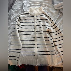 SOKO Ivory and Navy Striped Knit